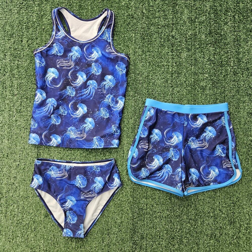 Uideazone Teen Girl Jellyfish Swimsuit Three Piece Size 13Y